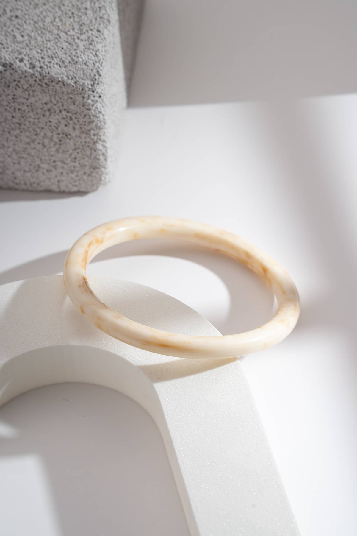 Trio de Bracelets en Résine Ambre, Crème & Brun