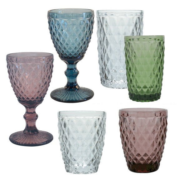 Set de 6 Verres à Pieds Colorés Diamond 20cl - Amefa H 15 cm/D8 cm