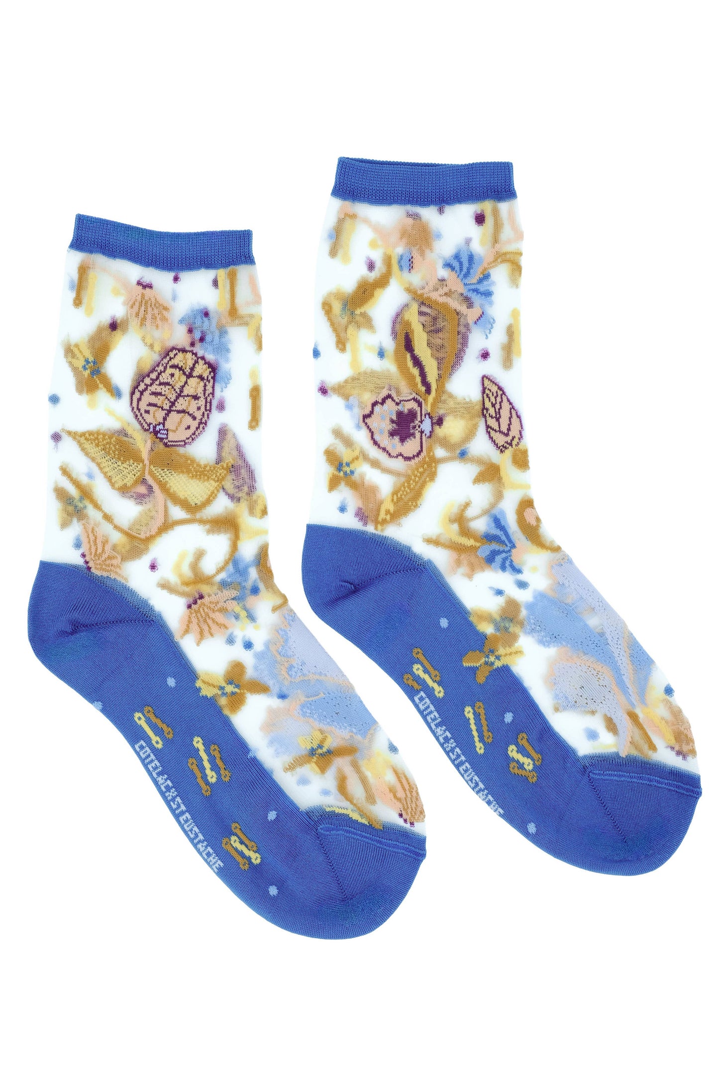 Chaussettes Transparentes à Fleurs Floralia Bleue - Atelier St Eustache