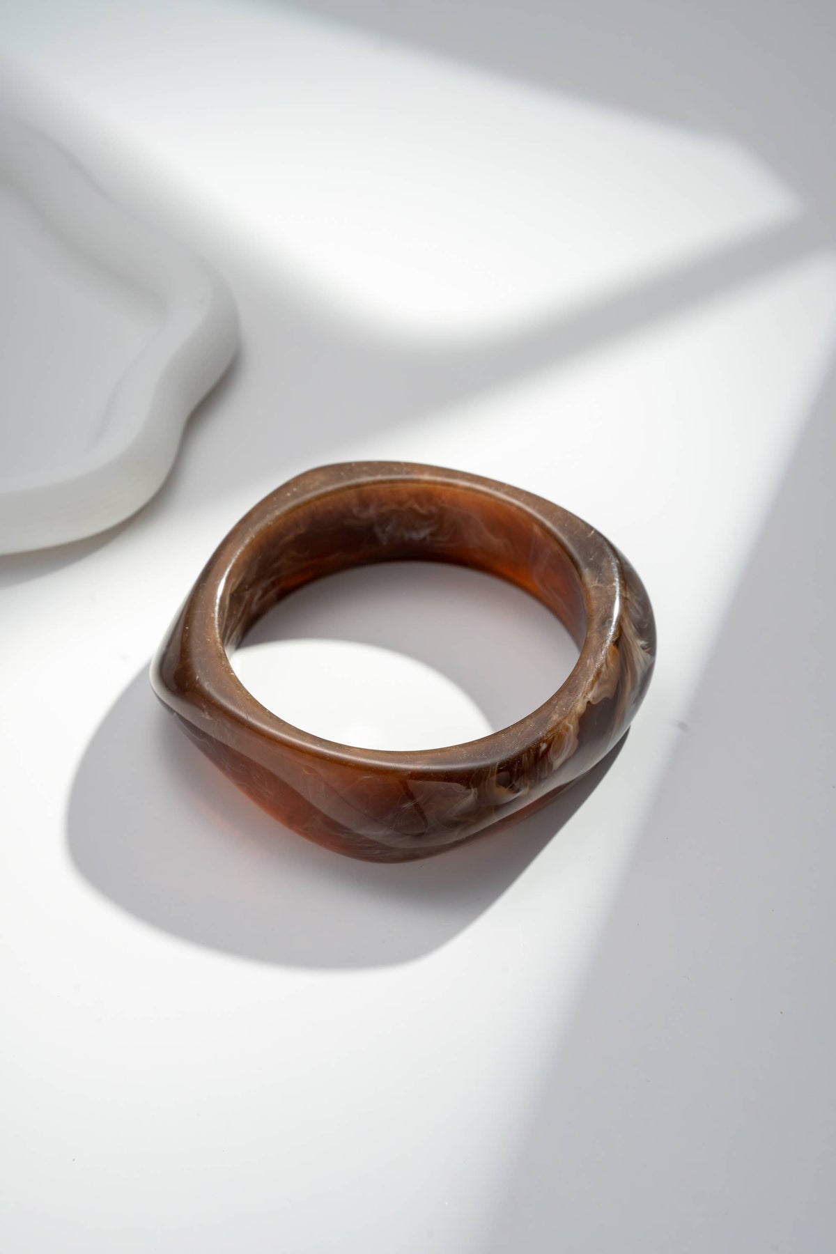 Trio de Bracelets Jonc en Résine Écru, Terracotta & Brun