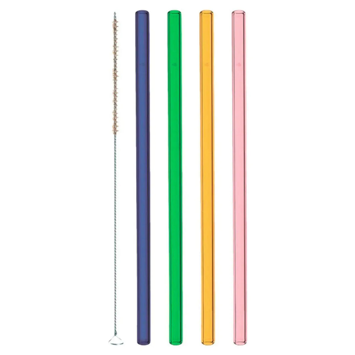 Set de 4 Pailles en Verre Borosilicate Colorées & Goupillon - Leonardo
