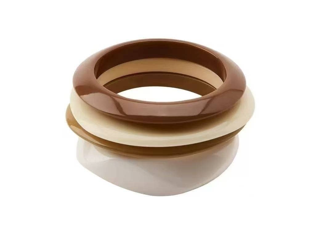 Lot de 4 Bracelets en Résine Couleurs Dégradé Nude, Formes Mixtes
