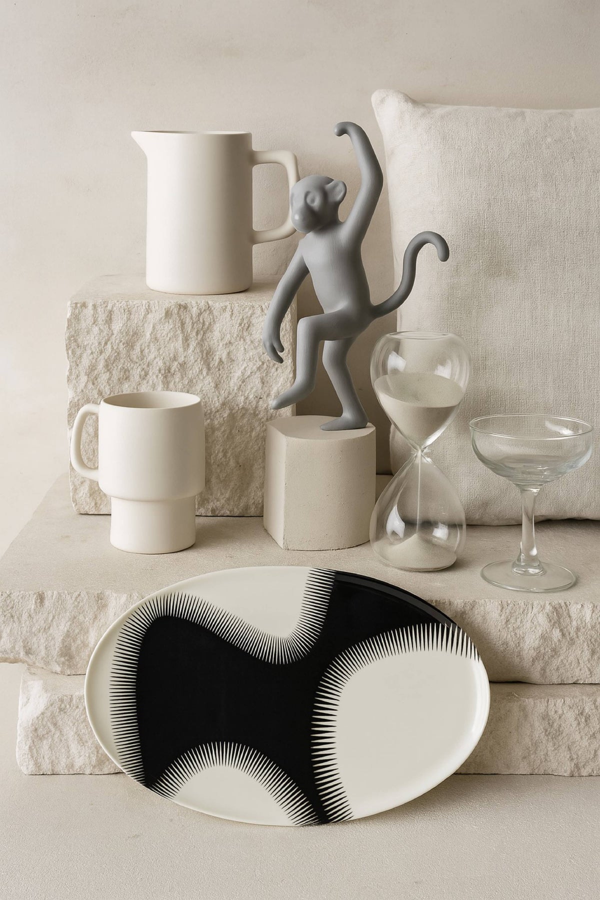 Plateau Ovale Wave Noir en Métal Style Contemporain 30/ 18 CMGangzaï