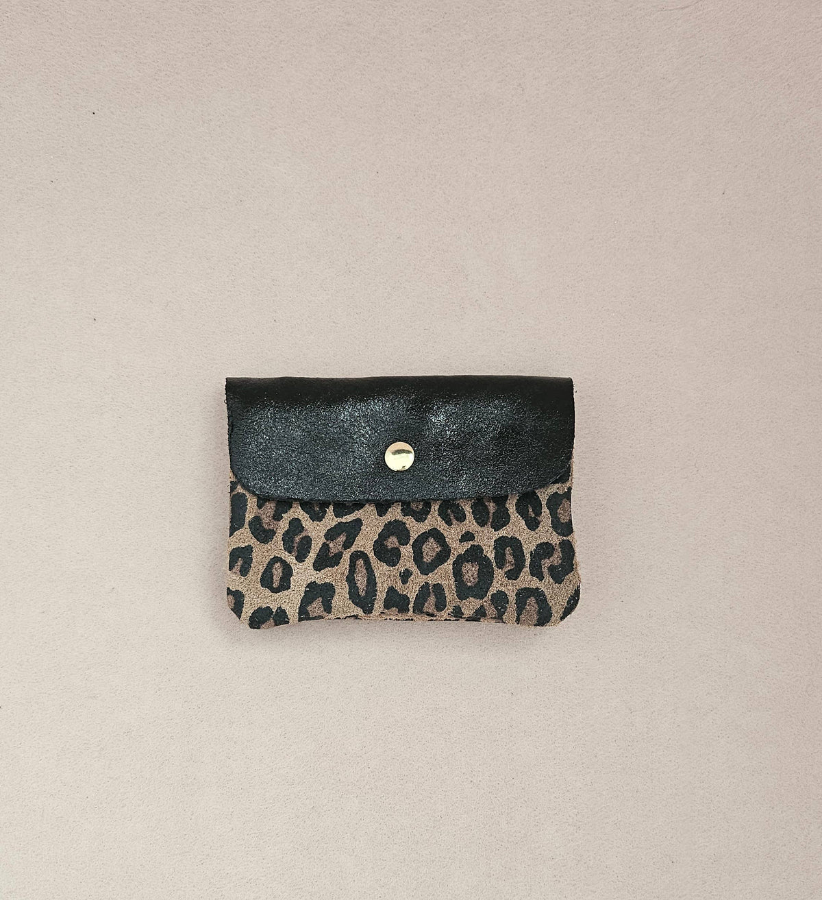 Porte Monnaie en Cuir de Vachette Motifs Léopard 1 x 2 x 8 cm