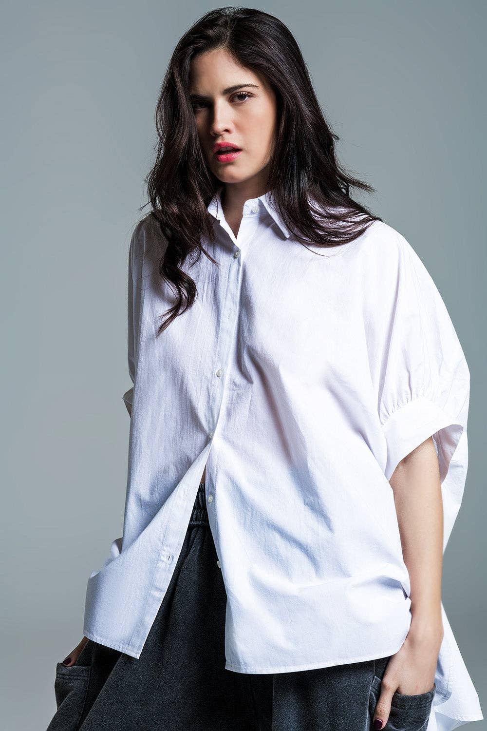 Blouse blanche oversize à manches courtes