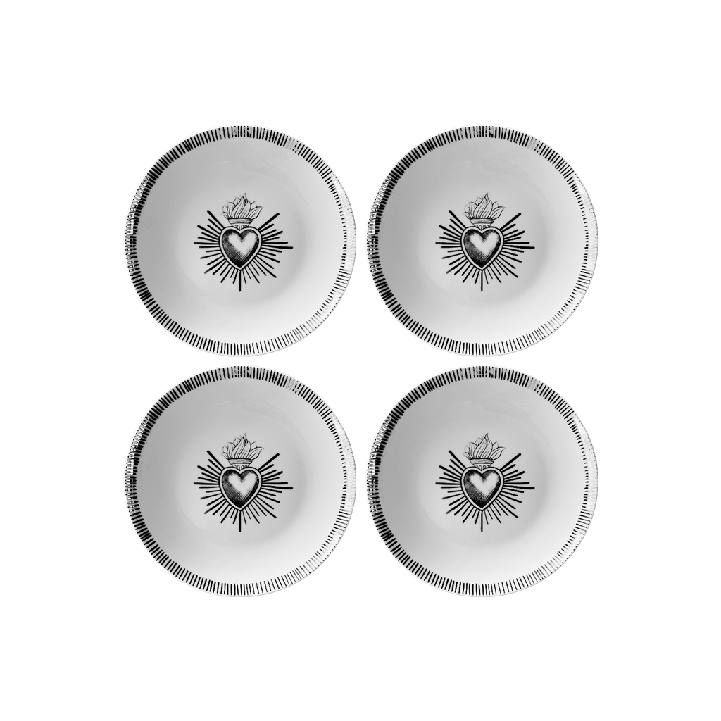 Set de 4 Assiettes à Dessert Ex-Voto Noires ou Dorées D.19 cm - Opjet