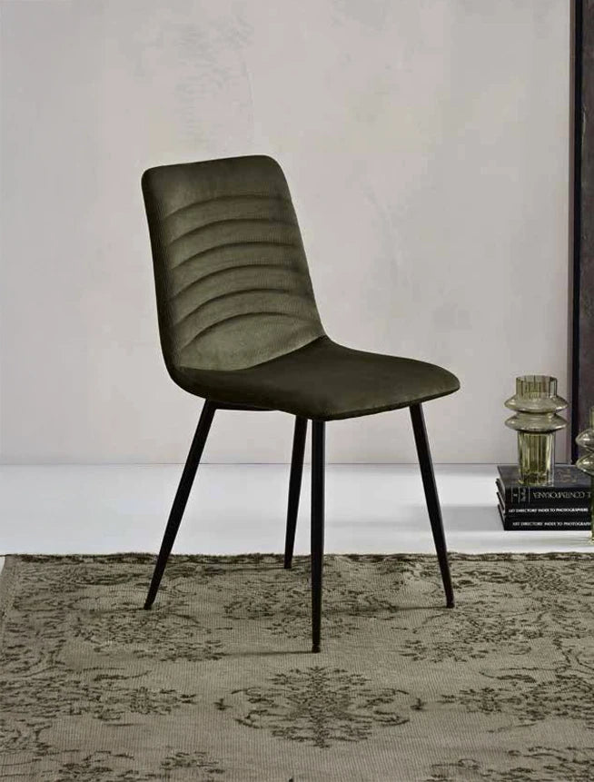 Set de 2 Chaises Canneto Revêtement en Tissu Côtelé - Ciciriello