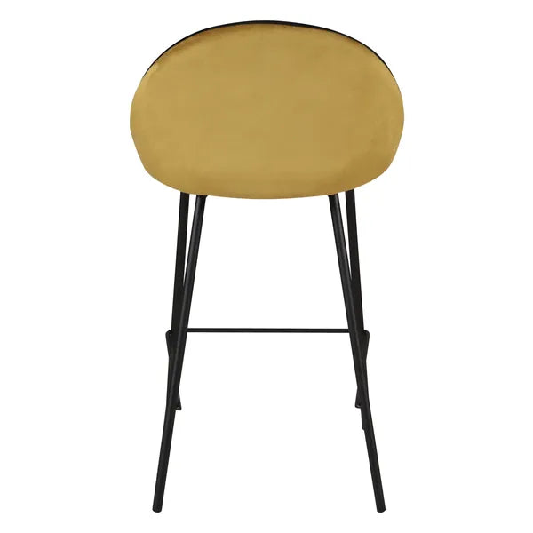 Lot de 2 Chaises de Bar Snack Maya en Velours Ocre H.88 cm -