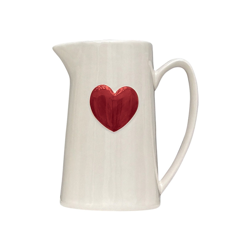 Pichet en Faïence Coeur Rouge, Rose ou Bleu 1L - Opjet