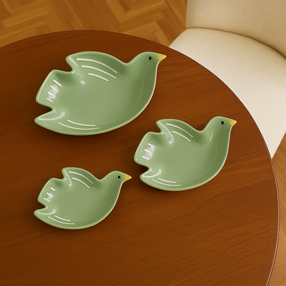 Plat de Présentation Oiseaux Cuicui en Porcelaine - Opjet