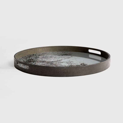 Plateau Clear en Miroir Vieilli et Bois D.61cm - Ethnicraft