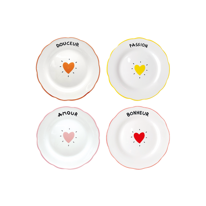 Set de 4 Assiettes à Dessert Amour Coeur D.19 cm - Opjet