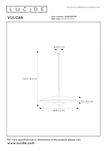 Suspension Vulcan en Acier D.47 cm - Lucide