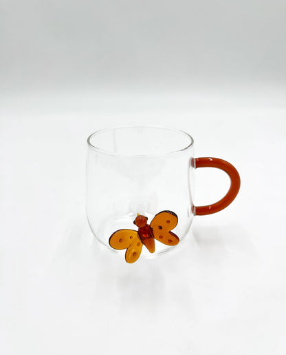 Tasse en Verre avec Décoration Papillon - Jacques Flamant
