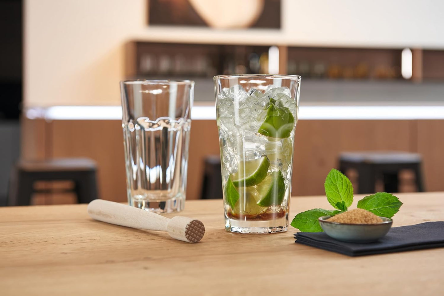 Set de 2 Verres à Cocktail Long Drink Rock & Pilon en Bois - Leonardo