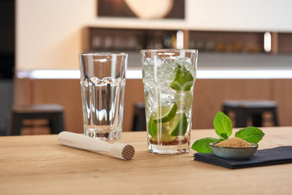 Set de 2 Verres à Cocktail Long Drink Rock & Pilon en Bois - Leonardo